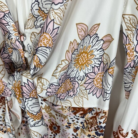 Free People Women's Floral Print Run Free Tie Front Tunic Top Multicolor Size S - Picture 5 of 13